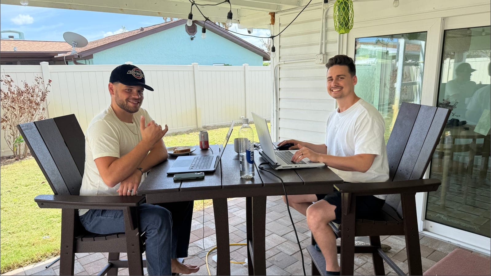 Andrew and Nick working on laptops